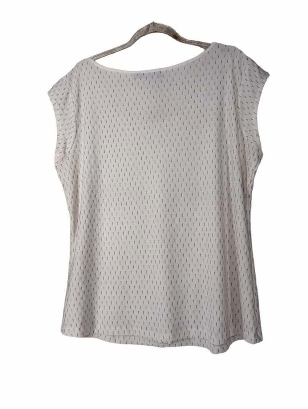 The Limited White Textured Metallic Dot Scoop Neck Cap Sleeve Blouse